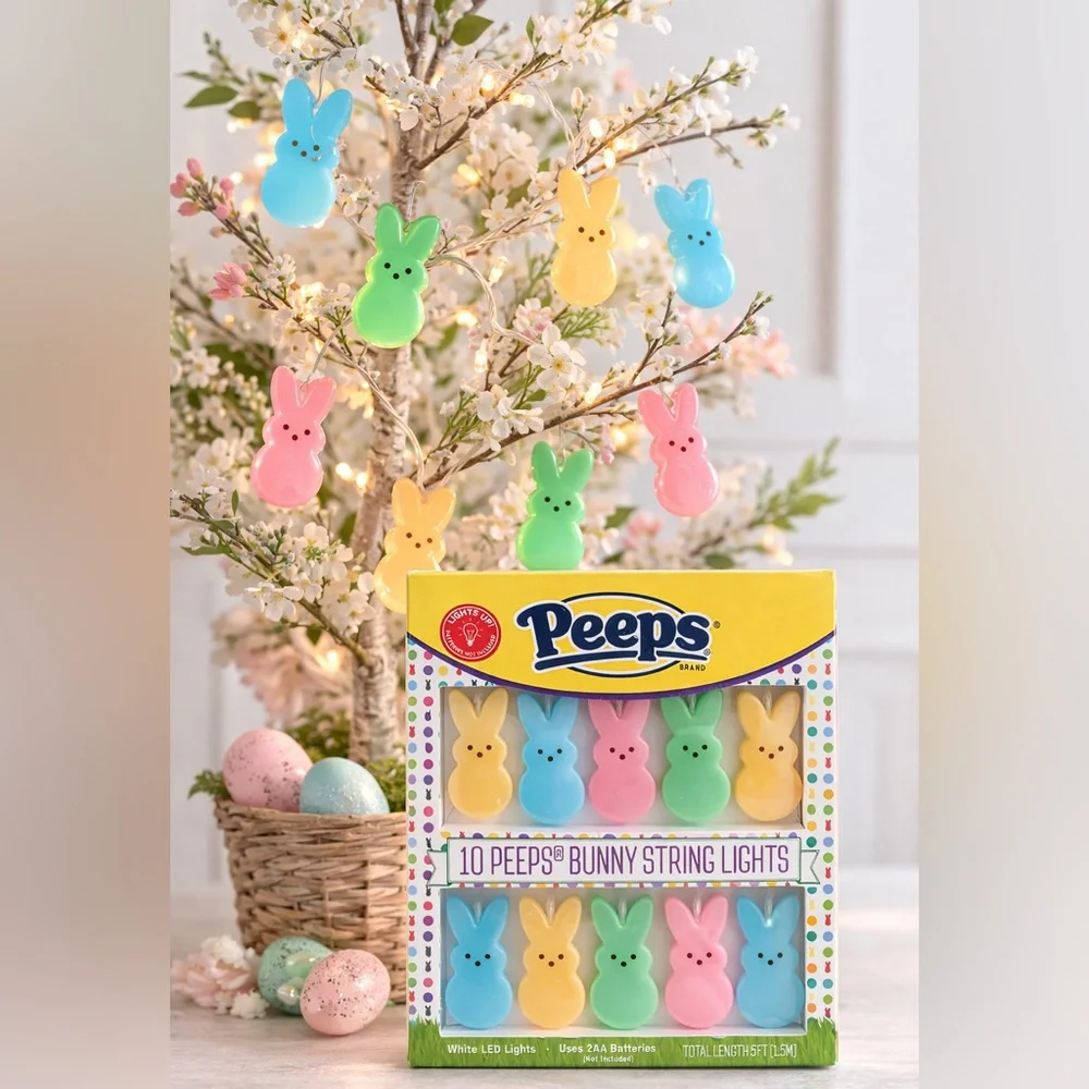 PEEPS Multicolor Bunny String Lights - 10 Peeps NIB